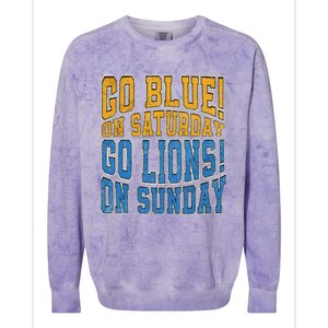 Go Blue On Saturday Go Lion On Sunday Football Fan Colorblast Crewneck Sweatshirt