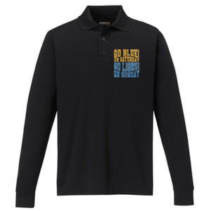 Go Blue On Saturday Go Lion On Sunday Football Fan Performance Long Sleeve Polo