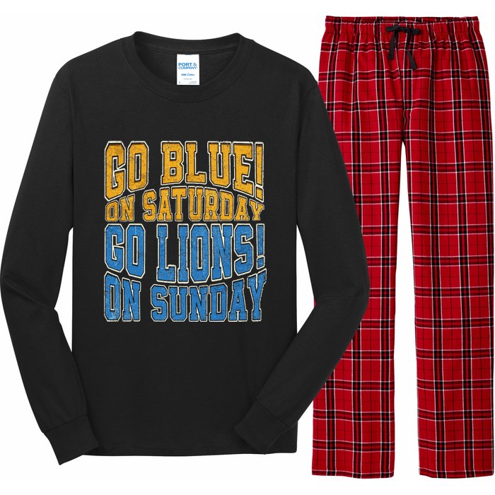 Go Blue On Saturday Go Lion On Sunday Football Fan Long Sleeve Pajama Set