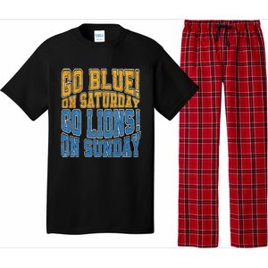 Go Blue On Saturday Go Lion On Sunday Football Fan Pajama Set