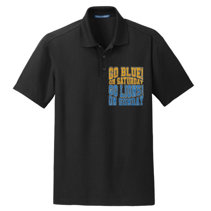 Go Blue On Saturday Go Lion On Sunday Football Fan Dry Zone Grid Polo