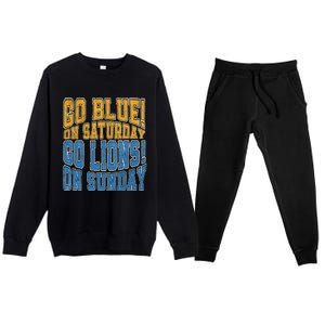 Go Blue On Saturday Go Lion On Sunday Football Fan Premium Crewneck Sweatsuit Set