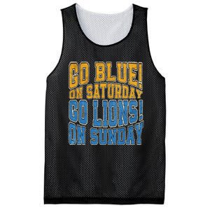 Go Blue On Saturday Go Lion On Sunday Football Fan Mesh Reversible Basketball Jersey Tank