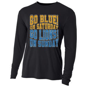 Go Blue On Saturday Go Lion On Sunday Football Fan Cooling Performance Long Sleeve Crew