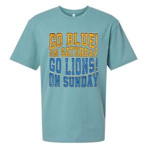 Go Blue On Saturday Go Lion On Sunday Football Fan Sueded Cloud Jersey T-Shirt