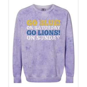 Go Blue On Saturday Go Lions On Sunday Colorblast Crewneck Sweatshirt