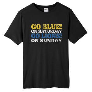 Go Blue On Saturday Go Lions On Sunday Tall Fusion ChromaSoft Performance T-Shirt