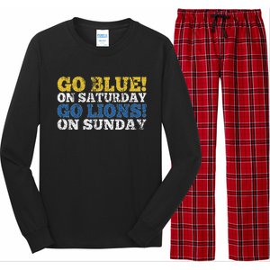 Go Blue On Saturday Go Lions On Sunday Long Sleeve Pajama Set