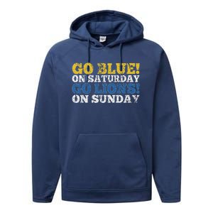 Go Blue On Saturday Go Lions On Sunday Performance Fleece Hoodie