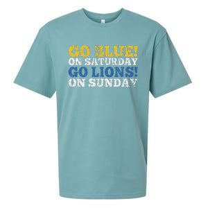 Go Blue On Saturday Go Lions On Sunday Sueded Cloud Jersey T-Shirt