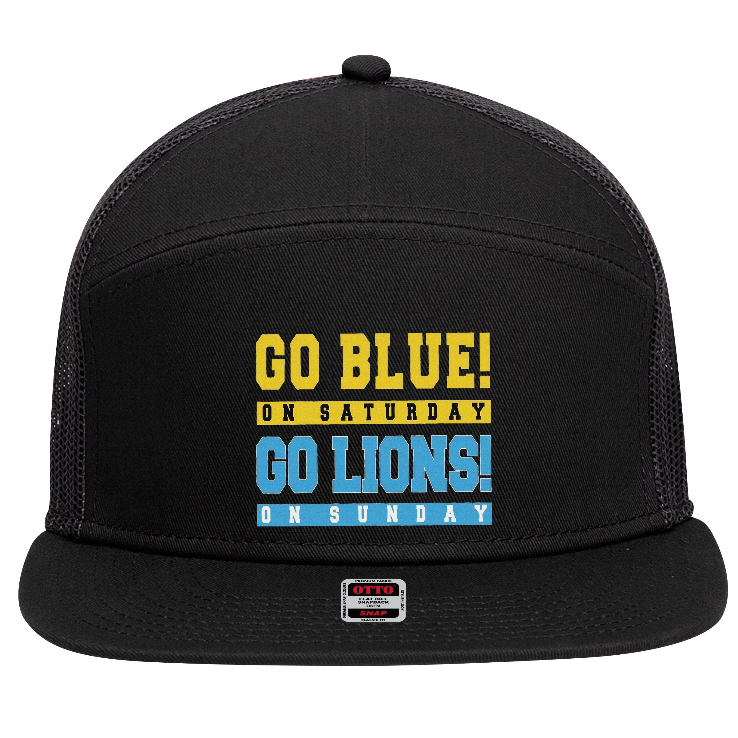 Go Blue On Saturday Go Lion On Sunday 7 Panel Mesh Trucker Snapback Hat