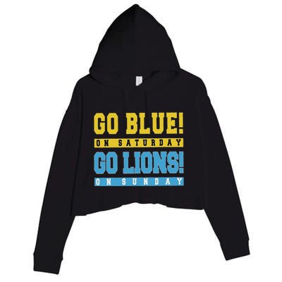 Go Blue On Saturday Go Lion On Sunday Crop Fleece Hoodie