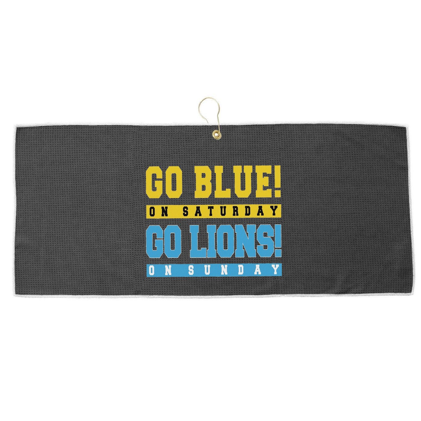 Go Blue On Saturday Go Lion On Sunday Large Microfiber Waffle Golf Towel