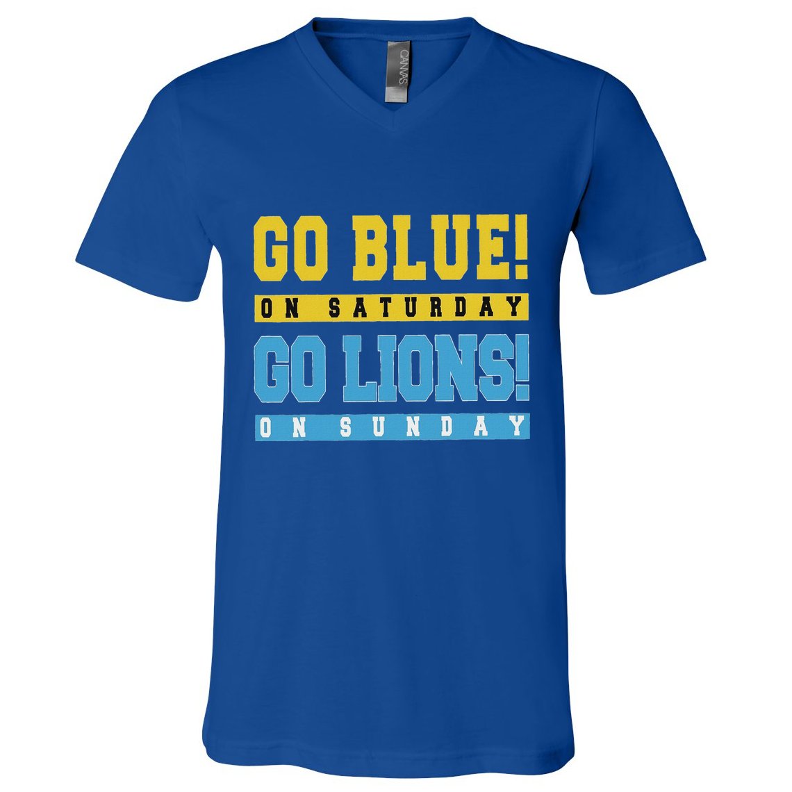 Go Blue On Saturday Go Lion On Sunday V-Neck T-Shirt