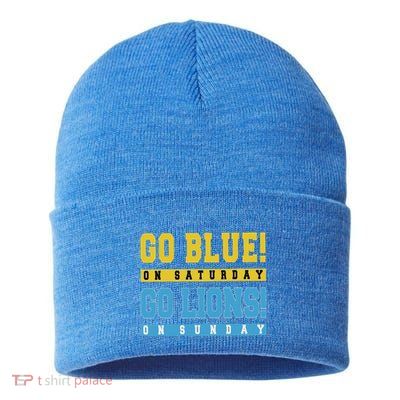 Go Blue On Saturday Go Lion On Sunday Sustainable Knit Beanie