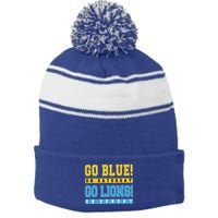 Go Blue On Saturday Go Lion On Sunday Stripe Pom Pom Beanie