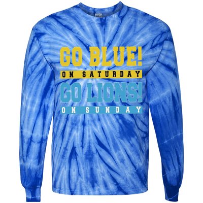 Go Blue On Saturday Go Lion On Sunday Tie-Dye Long Sleeve Shirt