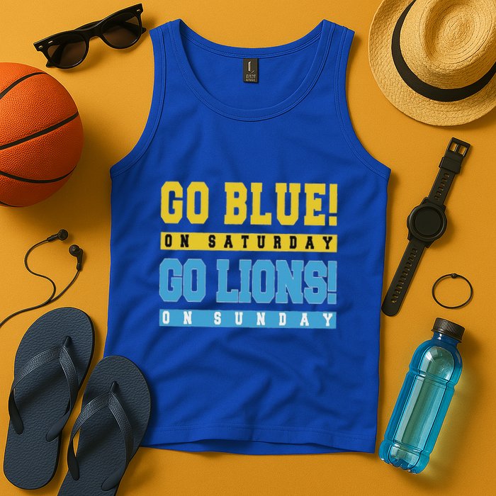 Go Blue On Saturday Go Lion On Sunday Tank Top