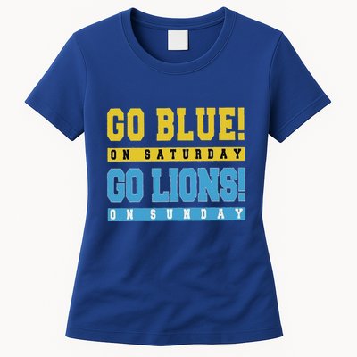Go Blue On Saturday Go Lion On Sunday Womens T-Shirt