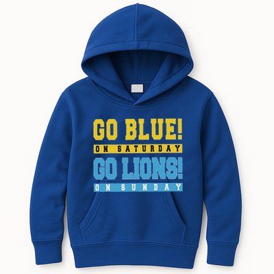 Go Blue On Saturday Go Lion On Sunday Kids Hoodie