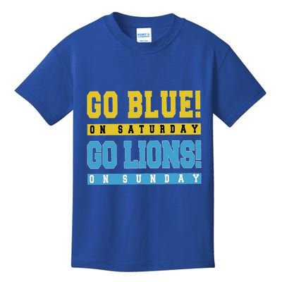 Go Blue On Saturday Go Lion On Sunday Kids T-Shirt