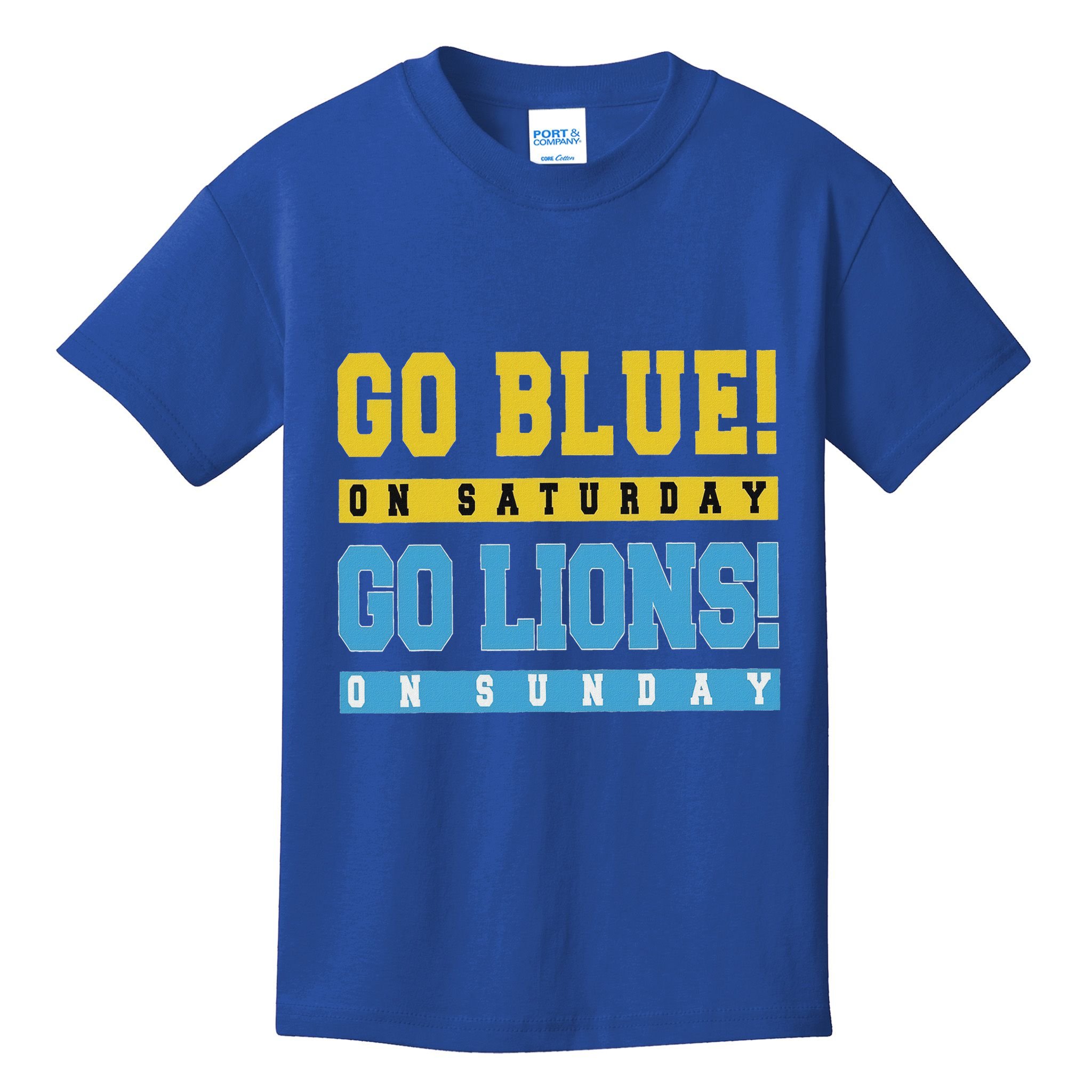 Go Blue On Saturday Go Lion On Sunday Kids T-Shirt