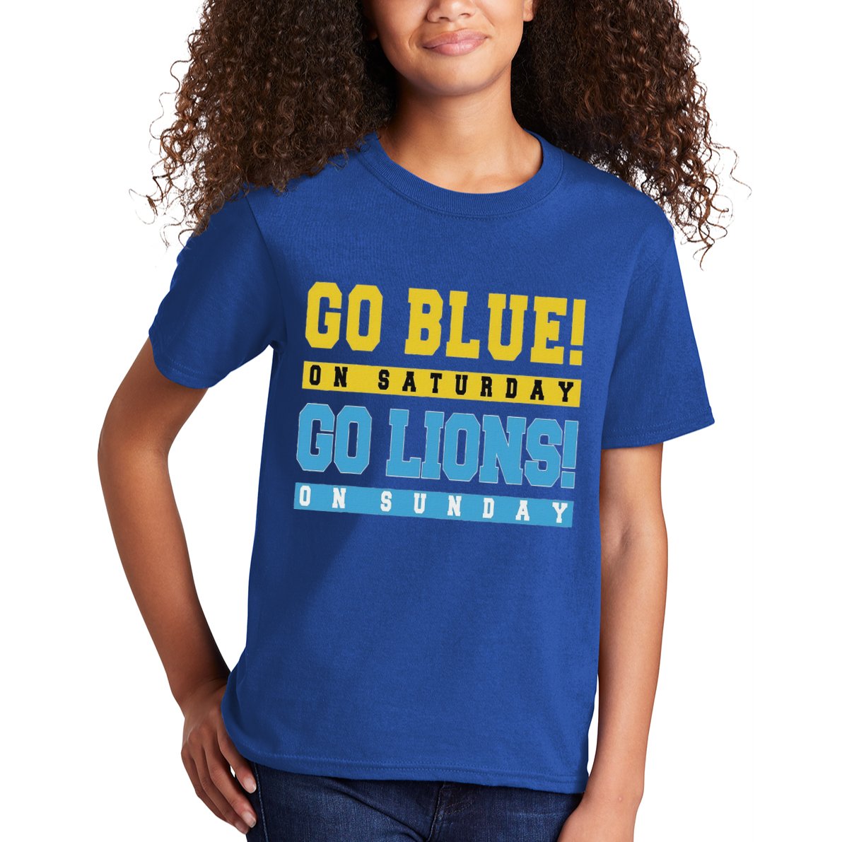 Go Blue On Saturday Go Lion On Sunday Kids T-Shirt