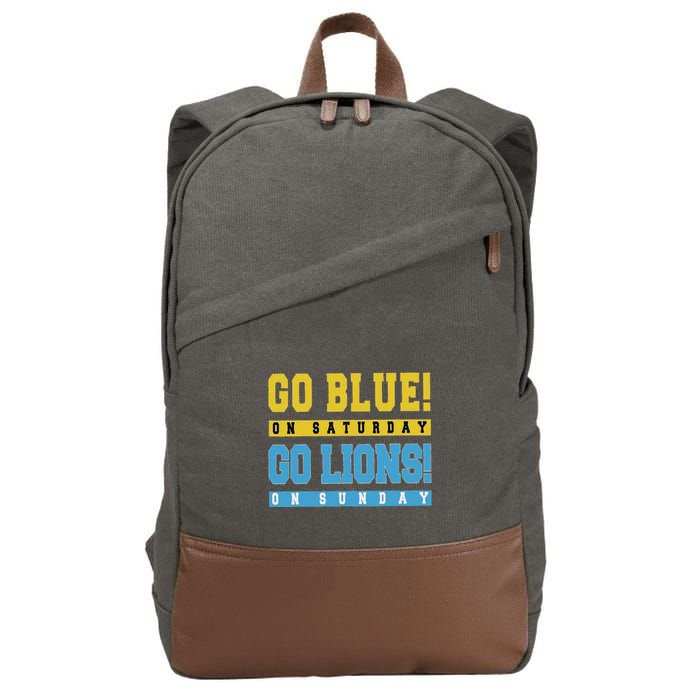 Go Blue On Saturday Go Lion On Sunday Cotton Canvas Backpack