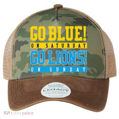 Go Blue! On Saturday Go Lions! On Sunday Football Fan Gift Legacy Tie Dye Trucker Hat