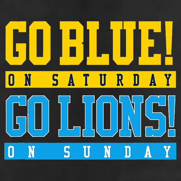 Go Blue! On Saturday Go Lions! On Sunday Football Fan Gift 7 Panel Mesh Trucker Snapback Hat