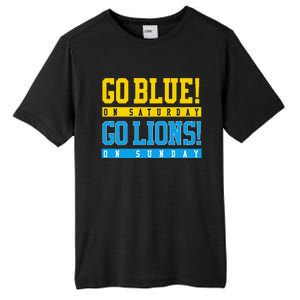 Go Blue! On Saturday Go Lions! On Sunday Football Fan Gift Tall Fusion ChromaSoft Performance T-Shirt