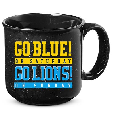 Go Blue! On Saturday Go Lions! On Sunday Football Fan Gift 15oz Campfire Ceramic Mug