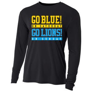 Go Blue! On Saturday Go Lions! On Sunday Football Fan Gift Cooling Performance Long Sleeve Crew