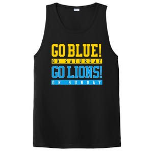 Go Blue! On Saturday Go Lions! On Sunday Football Fan Gift PosiCharge Competitor Tank