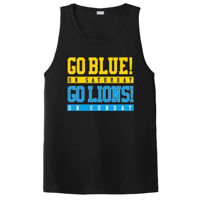 Go Blue! On Saturday Go Lions! On Sunday Football Fan Gift PosiCharge Competitor Tank