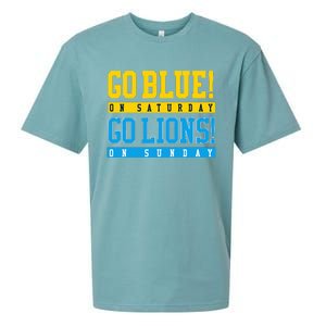 Go Blue! On Saturday Go Lions! On Sunday Football Fan Gift Sueded Cloud Jersey T-Shirt