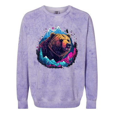 Grizzly Bear Outdoor Nature Alaska Hunting Hiking Colorblast Crewneck Sweatshirt