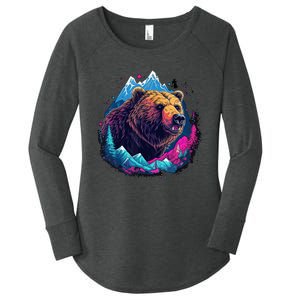 Grizzly Bear Outdoor Nature Alaska Hunting Hiking Women's Perfect Tri Tunic Long Sleeve Shirt