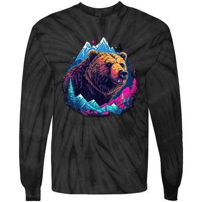 Grizzly Bear Outdoor Nature Alaska Hunting Hiking Tie-Dye Long Sleeve Shirt