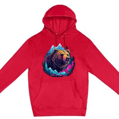 Grizzly Bear Outdoor Nature Alaska Hunting Hiking Premium Pullover Hoodie