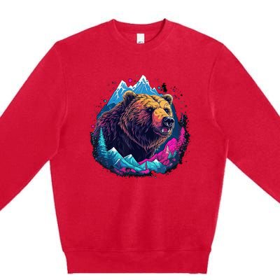 Grizzly Bear Outdoor Nature Alaska Hunting Hiking Premium Crewneck Sweatshirt