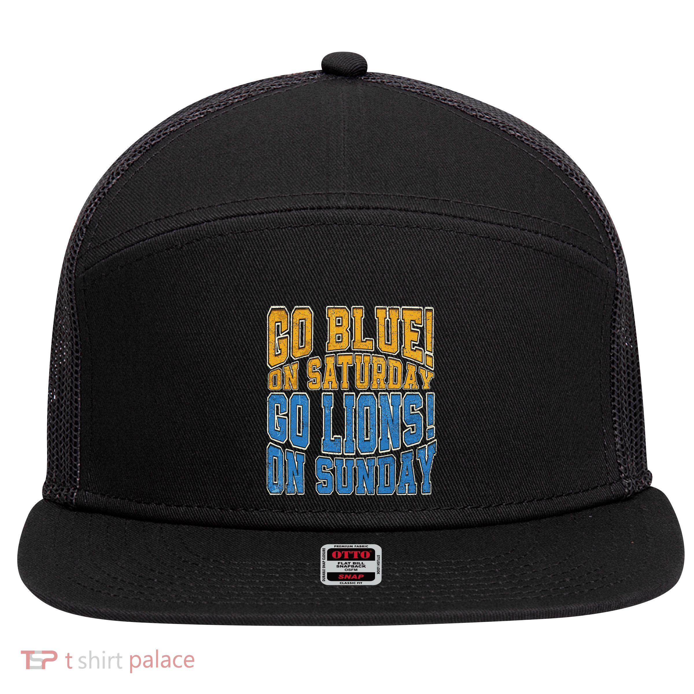 Go Blue On Saturday Go Lion On Sunday Football Fan Women 7 Panel Mesh Trucker Snapback Hat