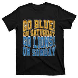 Go Blue On Saturday Go Lion On Sunday Football Fan Women T-Shirt