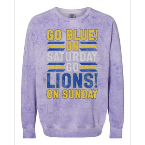 Go Blue On Saturday Go Lion On Sunday Colorblast Crewneck Sweatshirt