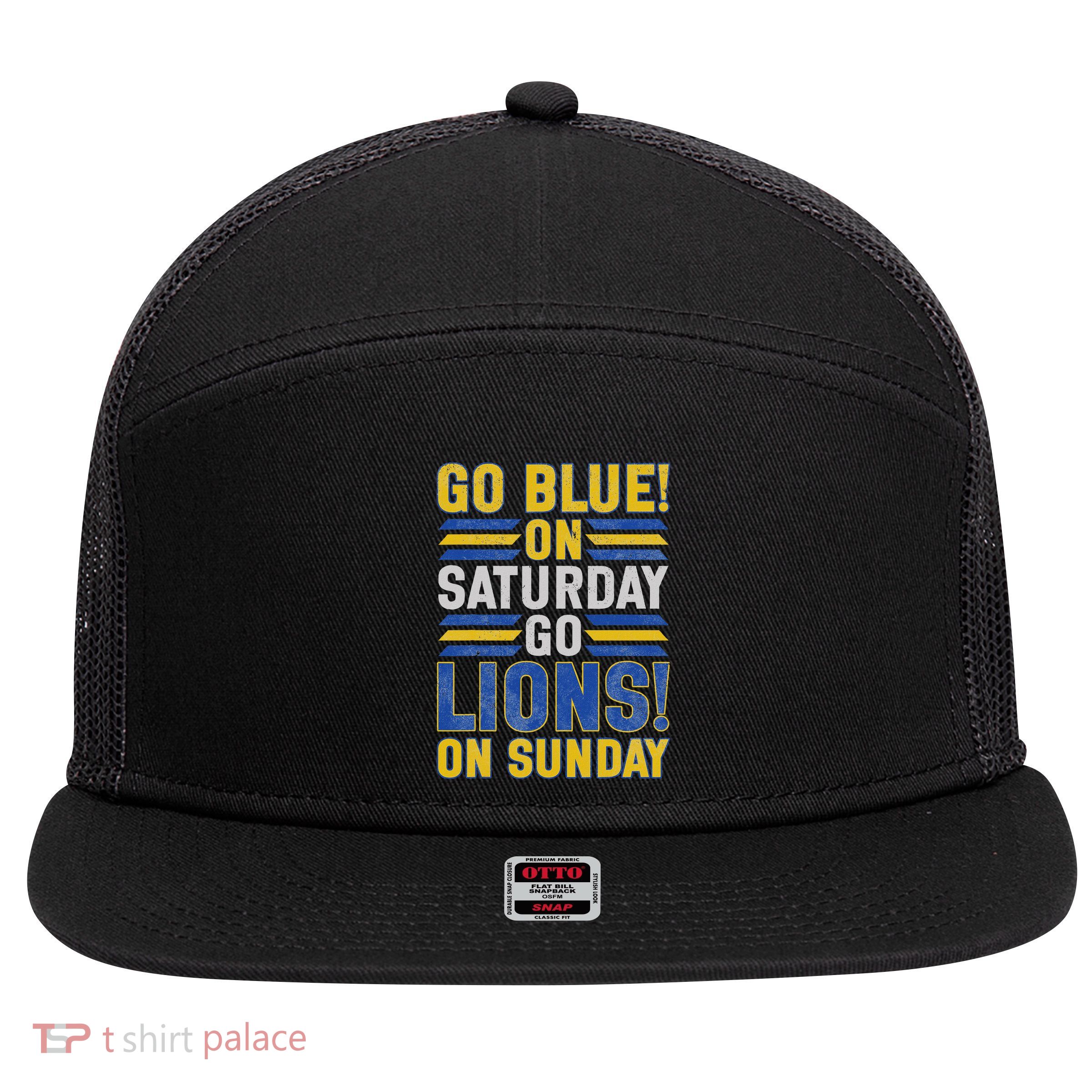 Go Blue On Saturday Go Lion On Sunday 7 Panel Mesh Trucker Snapback Hat