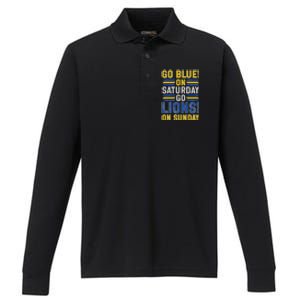 Go Blue On Saturday Go Lion On Sunday Performance Long Sleeve Polo