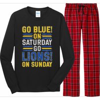 Go Blue On Saturday Go Lion On Sunday Long Sleeve Pajama Set