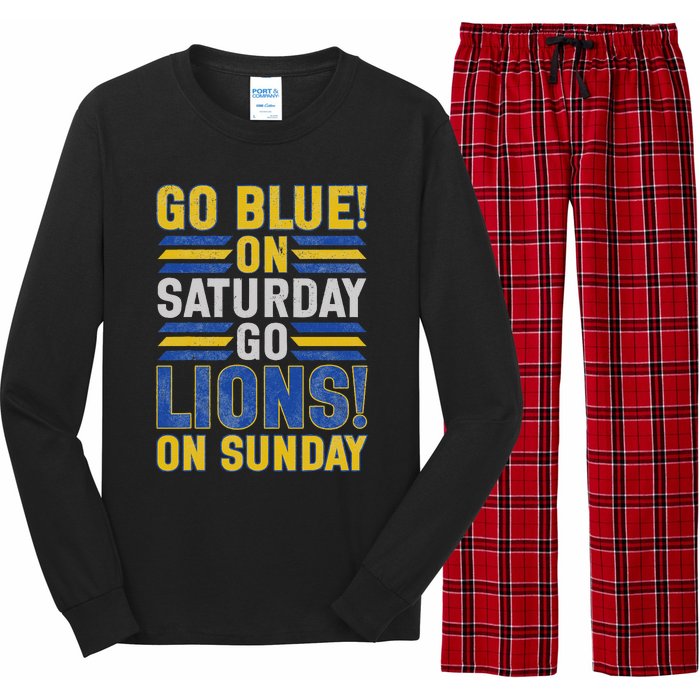 Go Blue On Saturday Go Lion On Sunday Long Sleeve Pajama Set