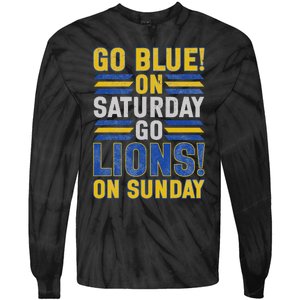 Go Blue On Saturday Go Lion On Sunday Tie-Dye Long Sleeve Shirt