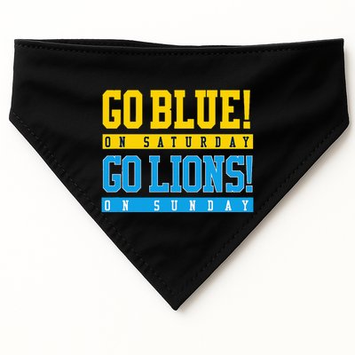 Go Blue! On Saturday Go Lions! On Sunday Football Fan USA-Made Doggie Bandana